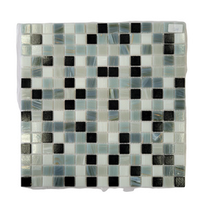 New Arrival Stone Look Stock Clearance Strip Silver Metal Mixed Glass Mosaic Tile