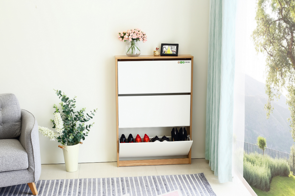 High quality storage of shoes modern design wooden shoe store cabinet for living room