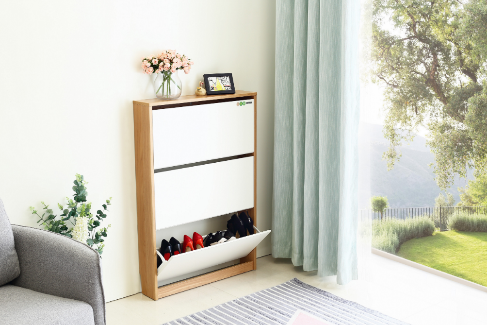 High quality storage of shoes modern design wooden shoe store cabinet for living room