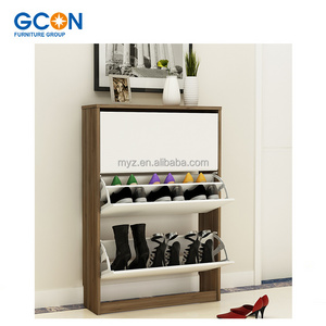 Standing Shoe Rack Organizer with 3 Flip Drawers Top Drawer Modern Slim Narrow Shoe Storage for Entryway