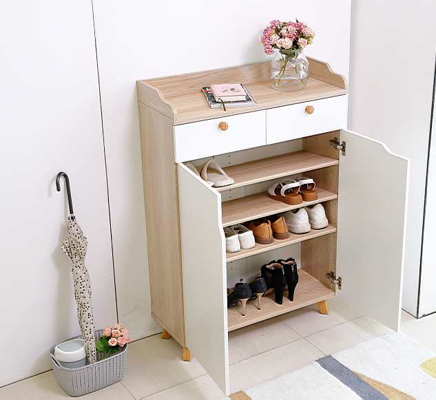 High quality best price saving space home furniture wood rack display shelf white shoe shelves