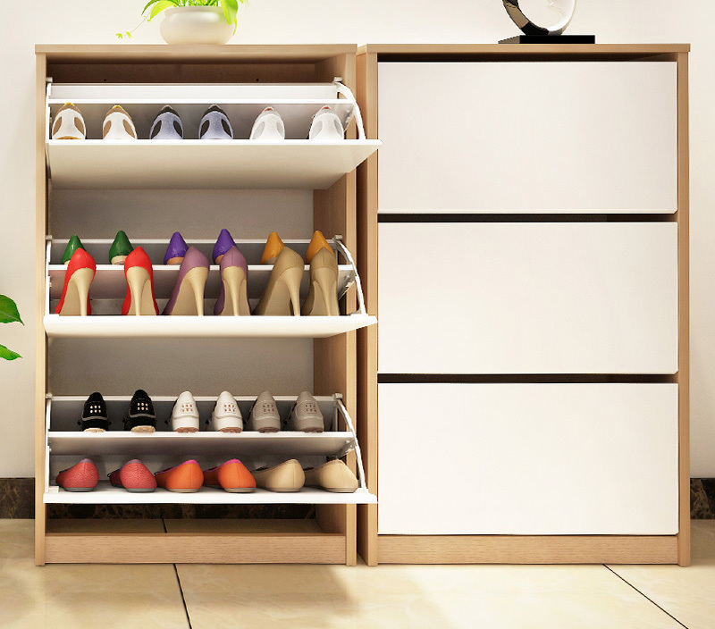 Wooden Shoe Rack Storage Cabinet With Modern Style