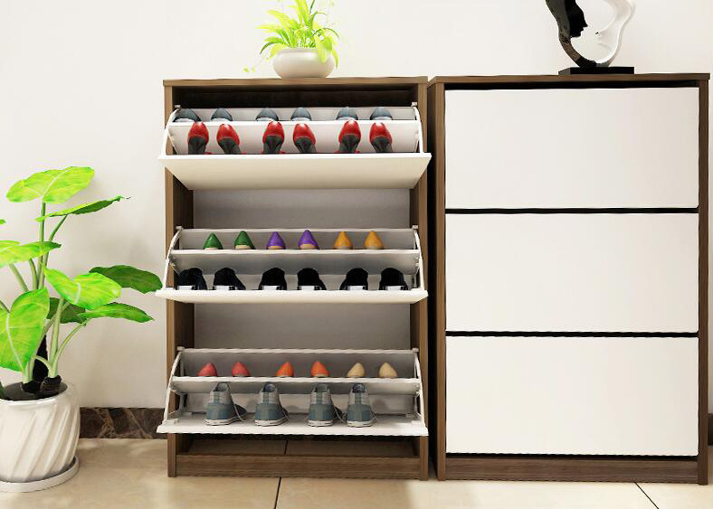 Wooden Shoe Rack Storage Cabinet With Modern Style