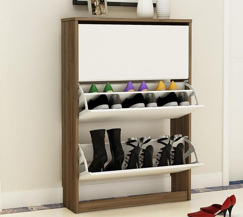 Wooden Shoe Rack Storage Cabinet With Modern Style