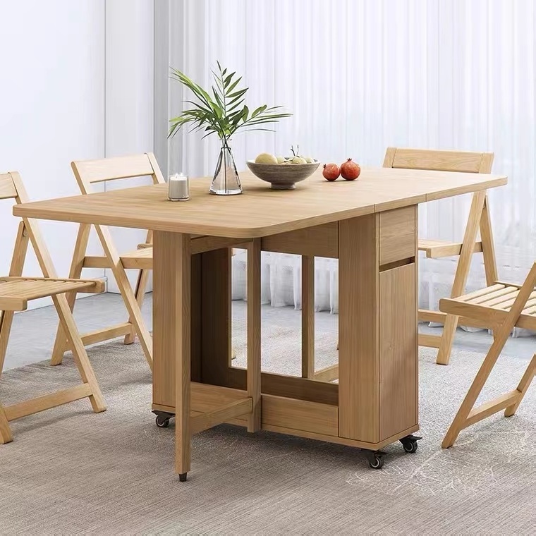 New Arrival Furniture Dining Tables Rectangular Folding Dining Table Set Wood Solid Wooden Table And Chairs Set