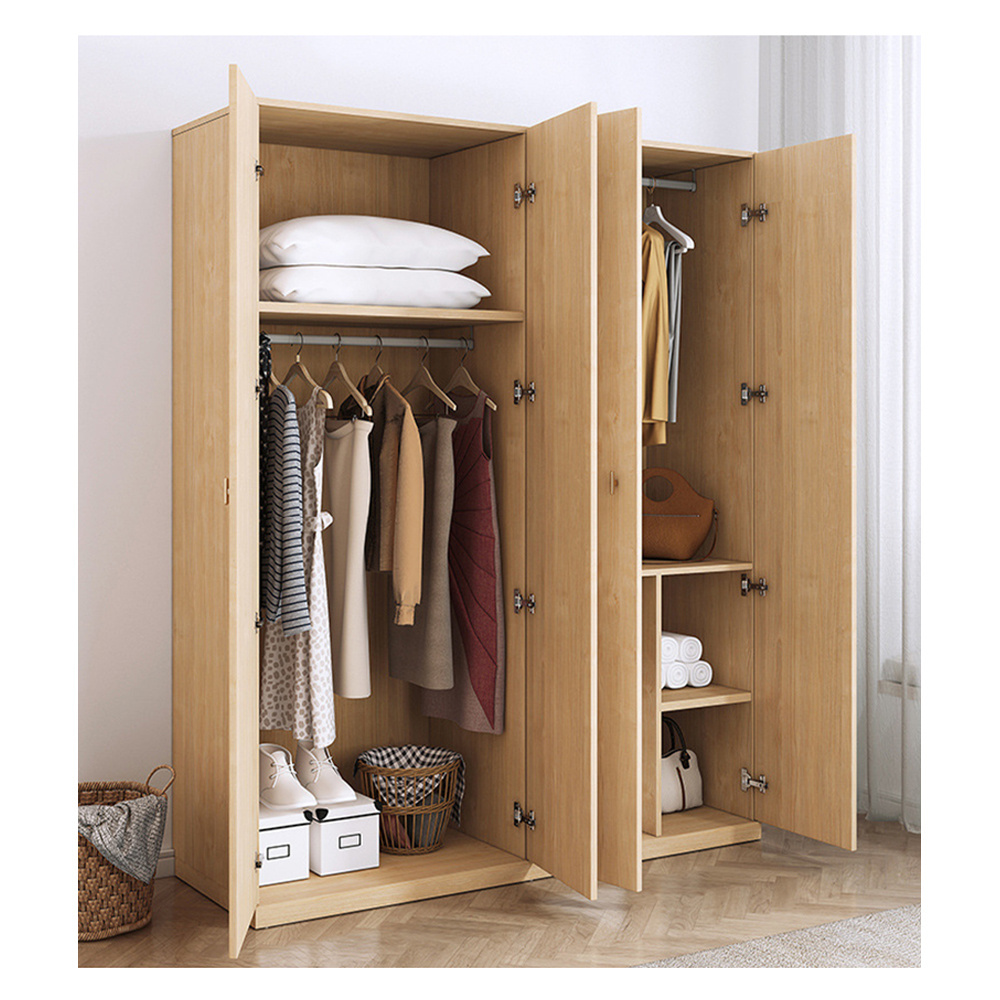 Custom 2 3 4 Door Simple Wardrobe Wooden Open Cabinet Design Clothes Closet Modern Cupboard for Bedroom Furniture