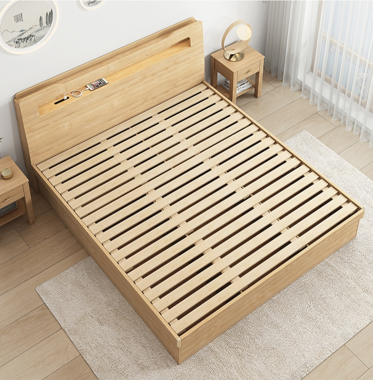 Modern Design Wooden Folding Bed with Storage Drawer and Lamp