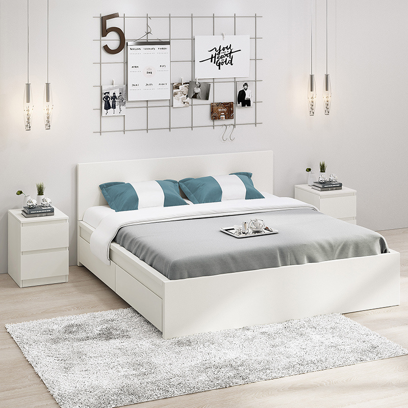 Hot Sale New Style Latest Stylish Luxury Wood Frame Double Bed Wood Bed