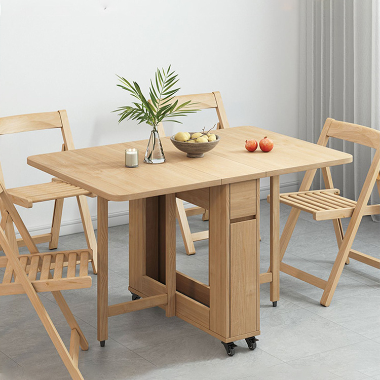 Folding Dinning Table and Chair Set Wood Space Saving Foldable Kitchen Dining Table a Manger Complet