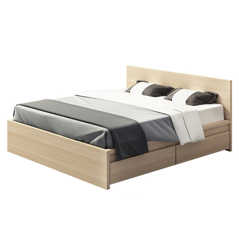 Hot Sale New Style Latest Stylish Luxury Wood Frame Double Bed Wood Bed