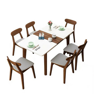 Latest designed modern dining room furniture smart extendable dining table with  tempering glass