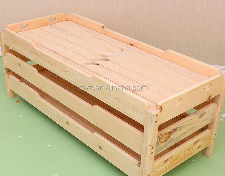 Baby cheap solid wood kids' bed kindergarten furniture midday rest small wooden beds child-care