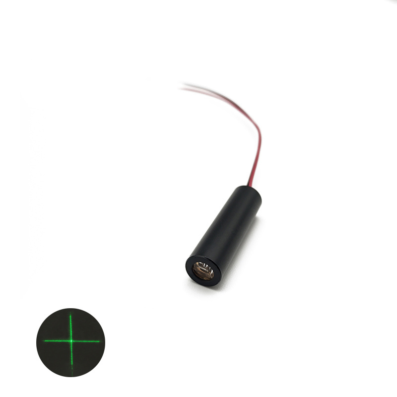 Cross Green Laser Module 8mm 525nm 5mw 7degree Industrial APC Drive Glass Lens Cross Green Laser