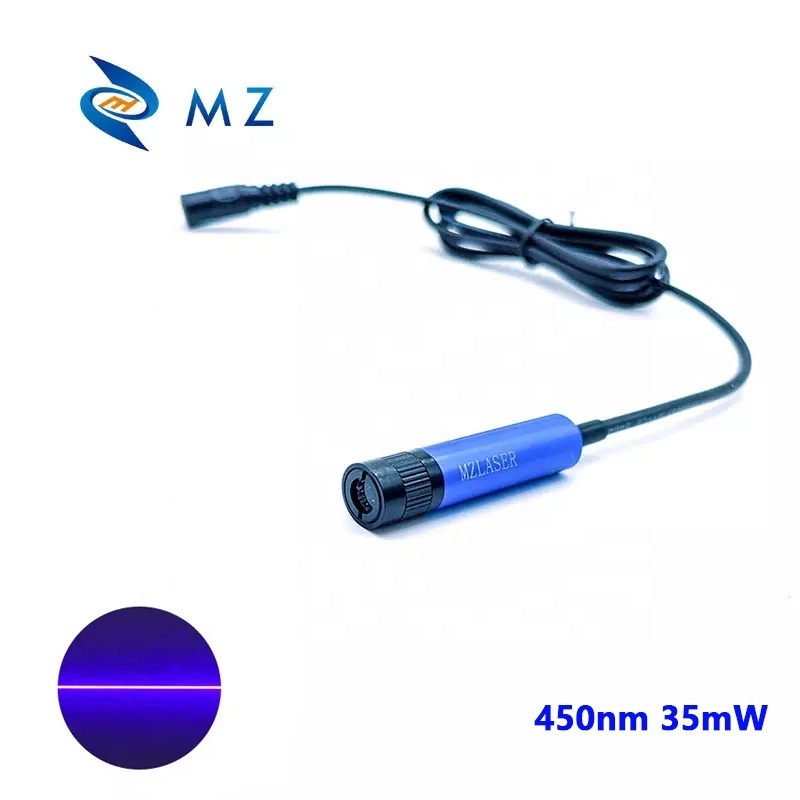 Hot Selling Compact Mini D12mm 450nm 35mW Adjustable Focusing Blue Line Laser Module Industrial Machine Blue Laser Lamp