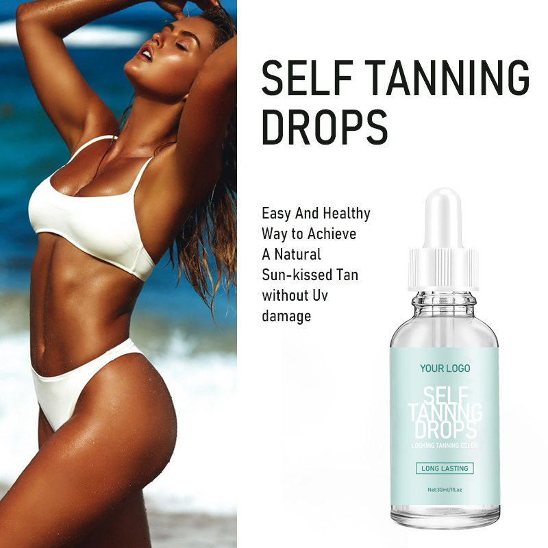 OEM  Self Tanner Private Label Long Lasting Sun Tanning Drops Oil body use tanning dop