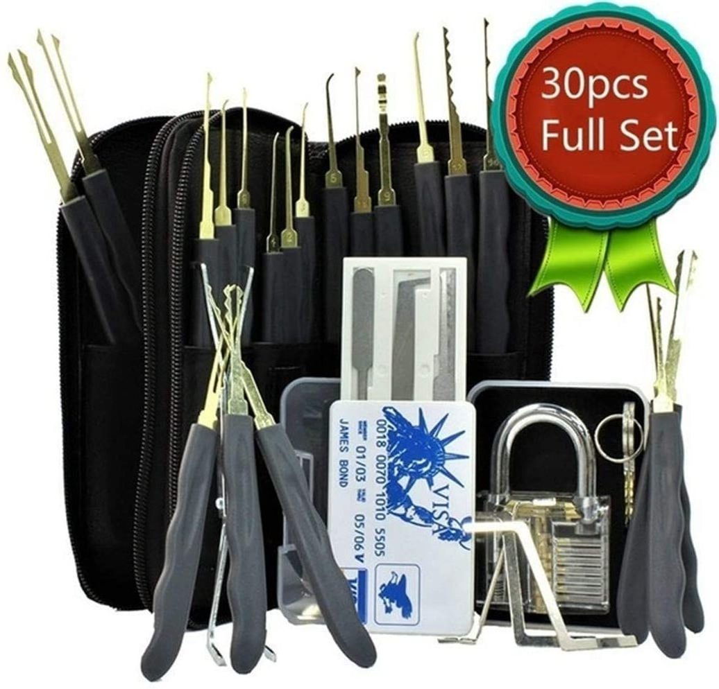 Wholesale 30pcs locksmith lock picking one transparent padlock card locksmith tool lock pick set