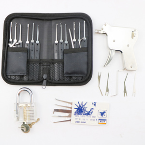 17 pieces lock pick set professional locksmith tool with 1 transparent padlock and gun lockSmith card lockSmith