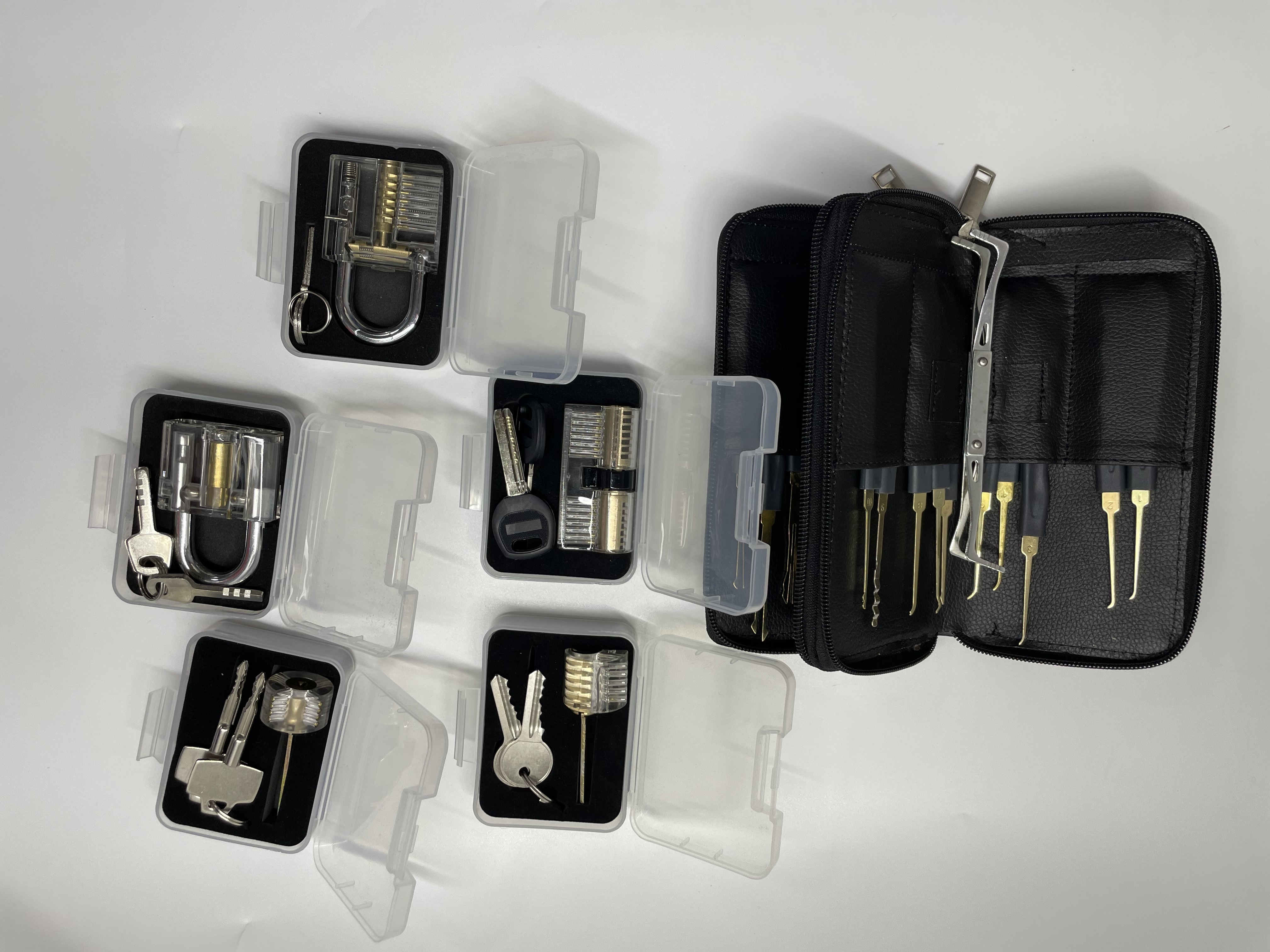 Wholesale locksmith lock picking set lock tool set lockpicking tools with 5 practice lock pick set