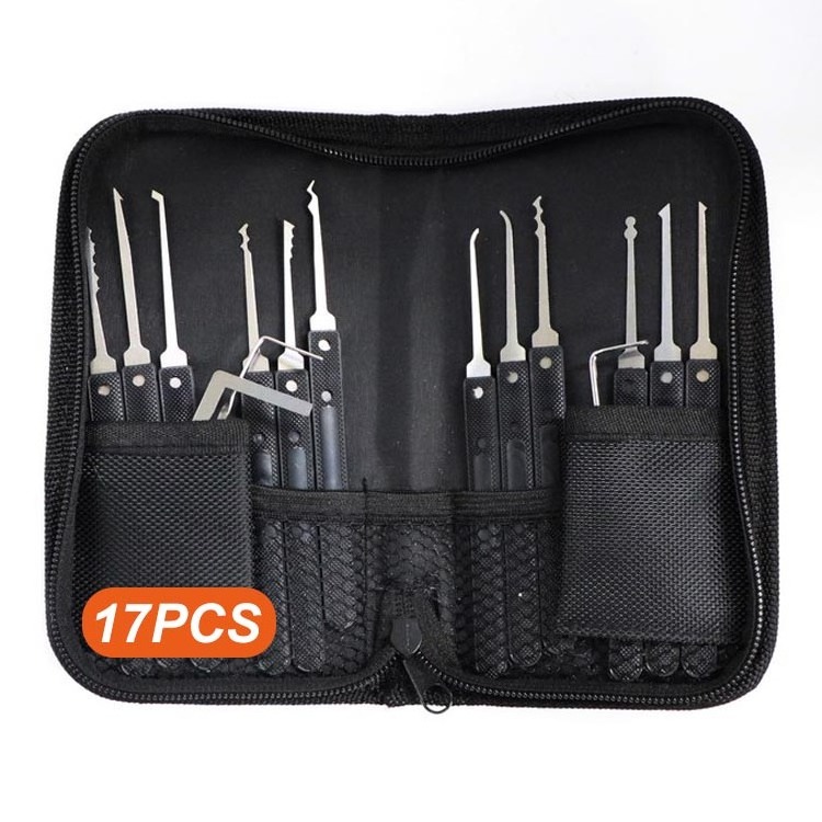 Premium Practice 7 pin tubular Lock Picking Tools with 2 Transparent padlock 17 pcs lock pick set