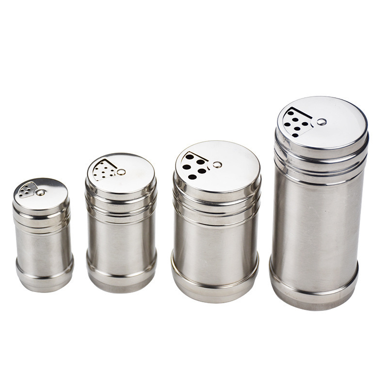 Multifunction Stainless Steel Dredge Salt / Sugar / Spice / magnetic / Pepper Jars Shaker Seasoning Cans with Rotating Cover