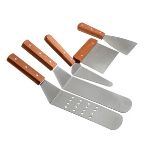 Griddle Spatula & Scraper Set - 5-piece Tools & Accessories for Flat Top Grill - Outdoor BBQ Electric Plancha Teppanyaki Hibachi