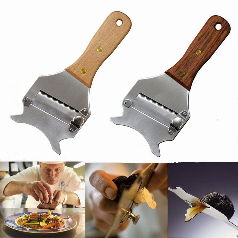 Kitchen Tool Stainless Steel Truffles Planer with Wooden Handle Adjustable Truffle Slicer