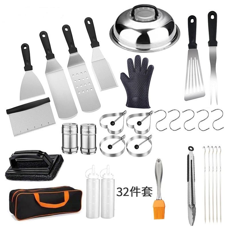 32 pcs Grill Accessories Griddle Kit For Camp Chef, BBQ Grilling Gifts Griddle Tools Kit With Enlarged Spatula, Scraper Basting