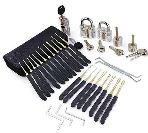 Wholesale locksmith 24 pieces lock picking set lock tool set lockpicking tools with 5 practice lock pick set