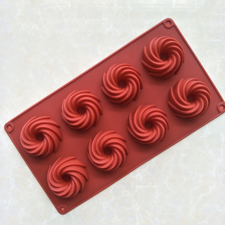 8 Cavity Swirl silicone cake wine heart sugar mold handmade chocolate mold baking tools easy to clean