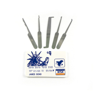 LOCKSMITH Tools wallet size  VISA James Bond Credit Card Pick set 5 pcs Multi Hook lock pick tools