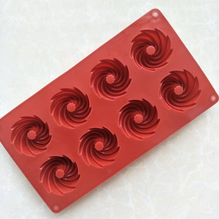 8 Cavity Swirl silicone cake wine heart sugar mold handmade chocolate mold baking tools easy to clean