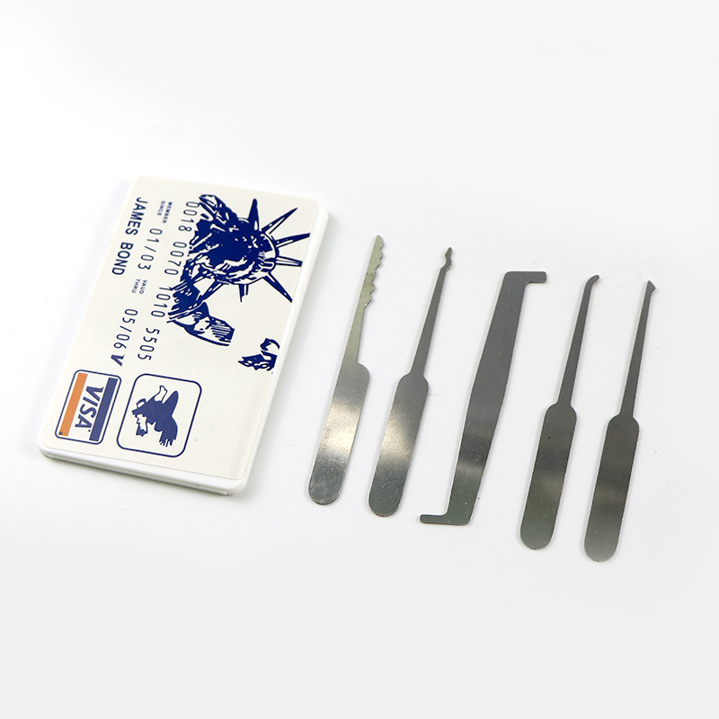 LOCKSMITH Tools wallet size  VISA James Bond Credit Card Pick set 5 pcs Multi Hook lock pick tools