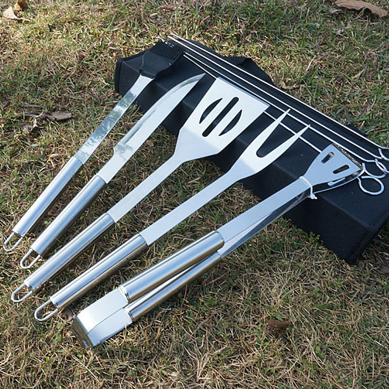 High quality stainless steel 9 PCS BBQ grill tools snap on tools bbq set wity nylon bag