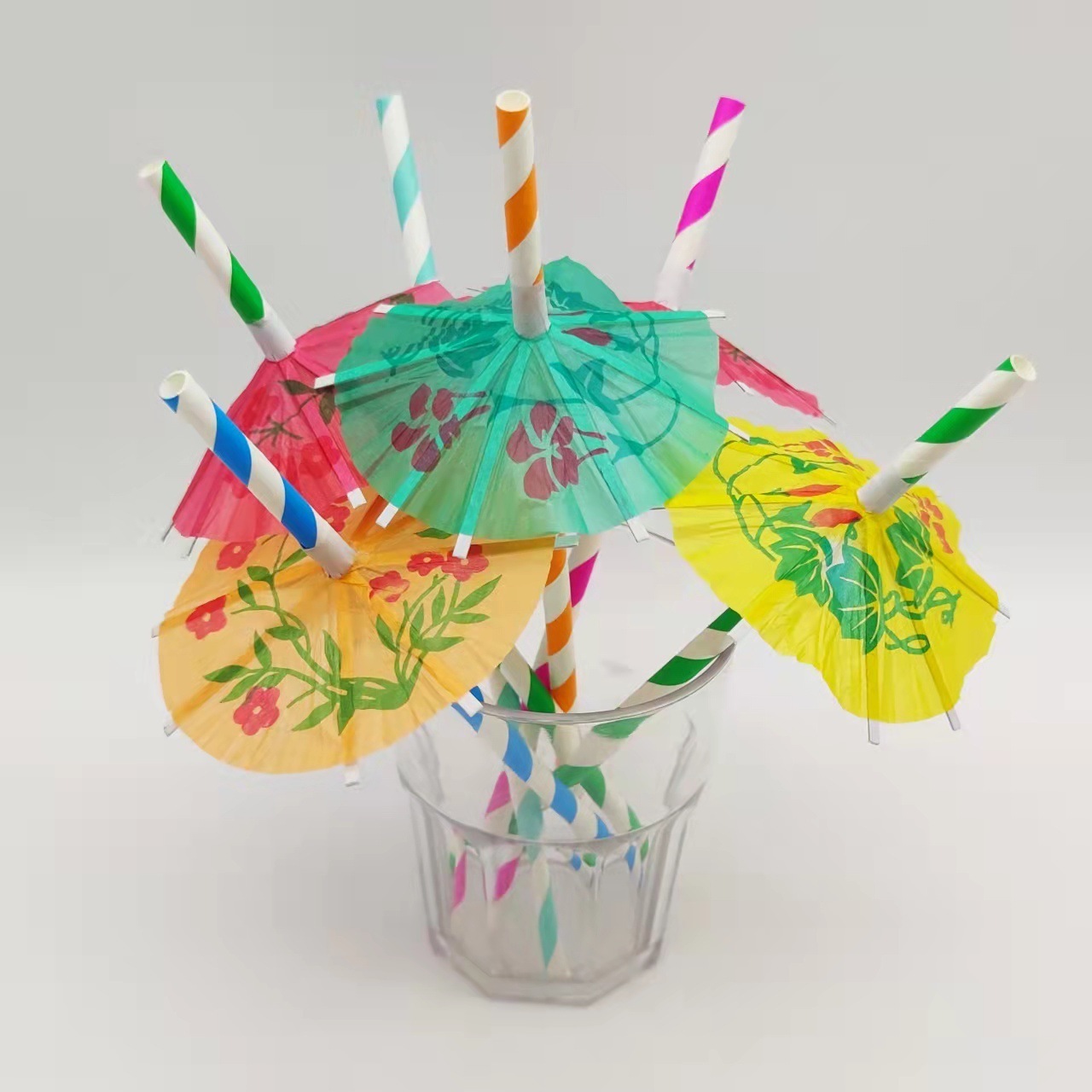 Whole sales Umbrella Decorated Drinking Straws Wedding Event Holiday Party Bar Accessories Disposable Straw Supplies