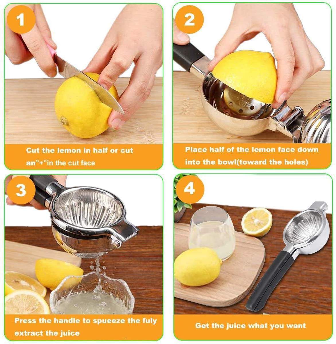 High Quality Stainless Steel 304 Juicer Fruit Stainless Steel Manual Silicone Handheld Press Heavy Duty Lemon Squeezer