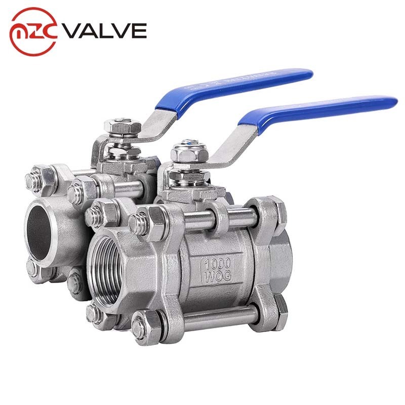 3PC Stainless Steel 304 Butt Welding Ends 1000WOG Metal Sealing Ball Valves