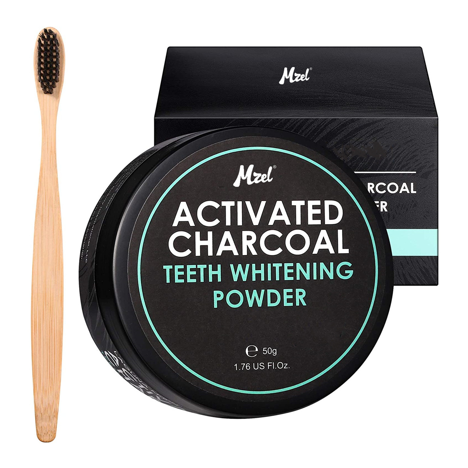 Private Label 100% Organic Natural Activated Charcoal Teeth Whitening Powder with Bamboo Toothbrush