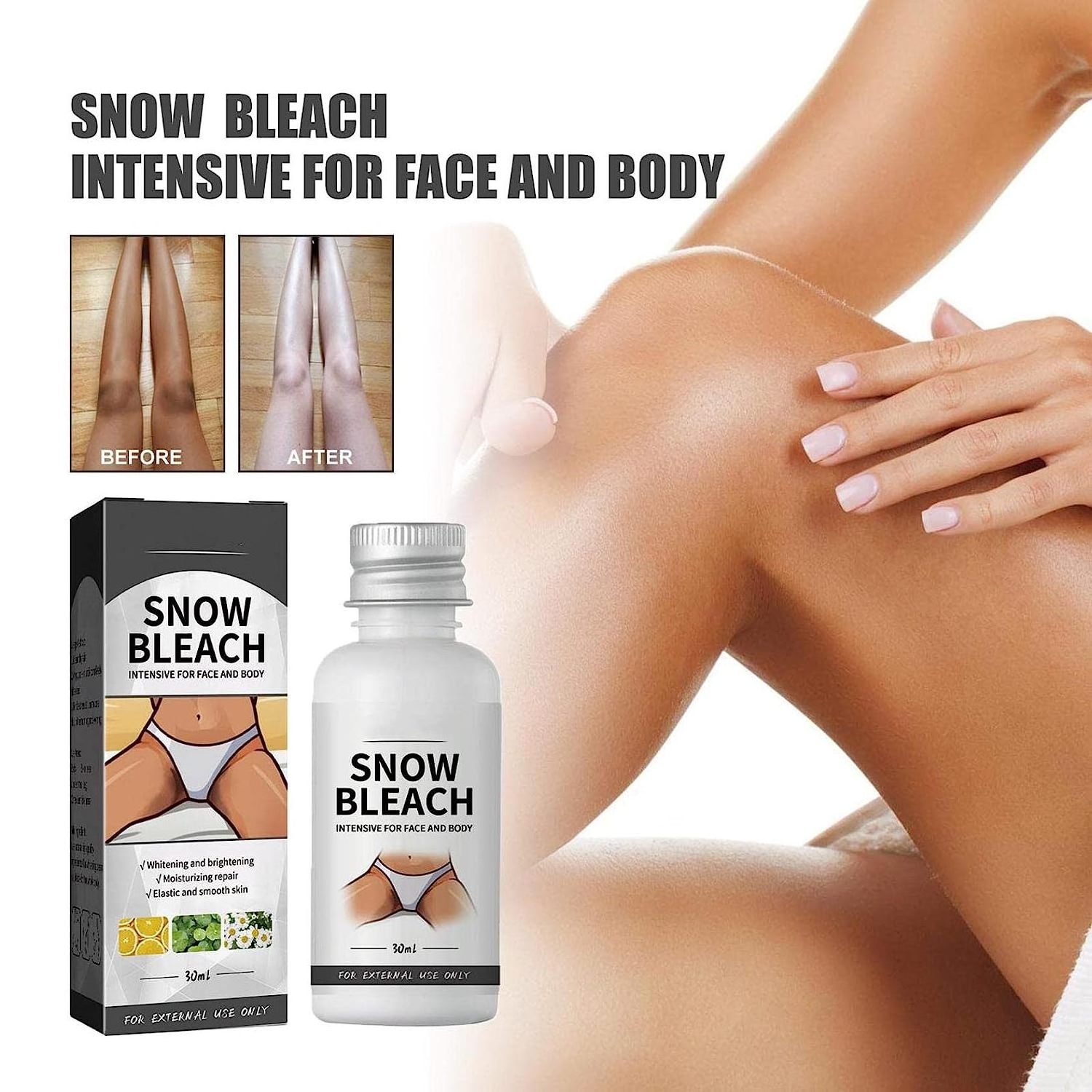 Face and Body Whitening Snow Bleach Cream for Private Part, Underarm, Knees, Elbows, Dark Skin White Bleaching Cream