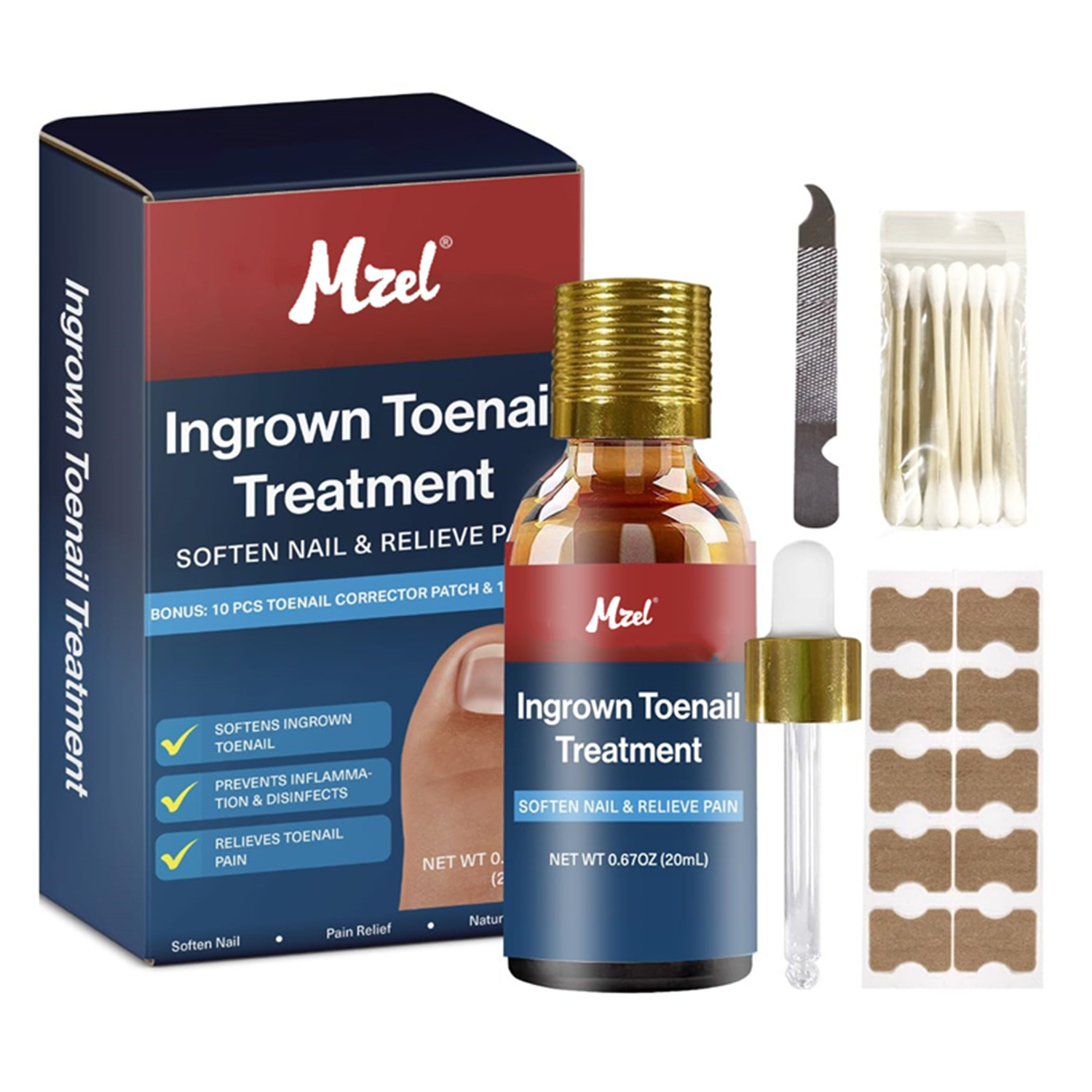 Ingrown Toenail Treatment Pain Reliever and Corrector Patches Ingrown Toenail Removal Kit with File