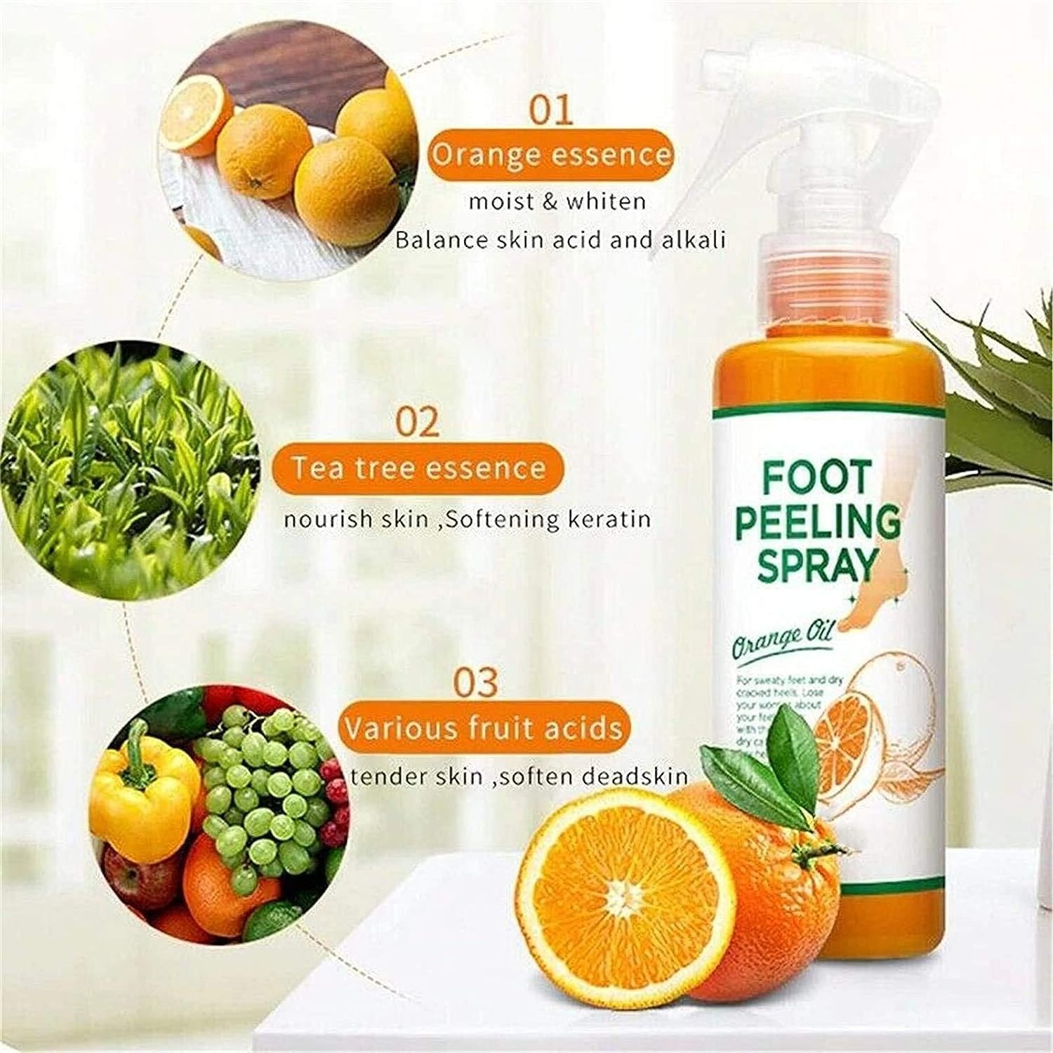 Instant Foot Peeling Spray Orange Oil Antifungal Foot Peeling Spray That Remove Dead Skin