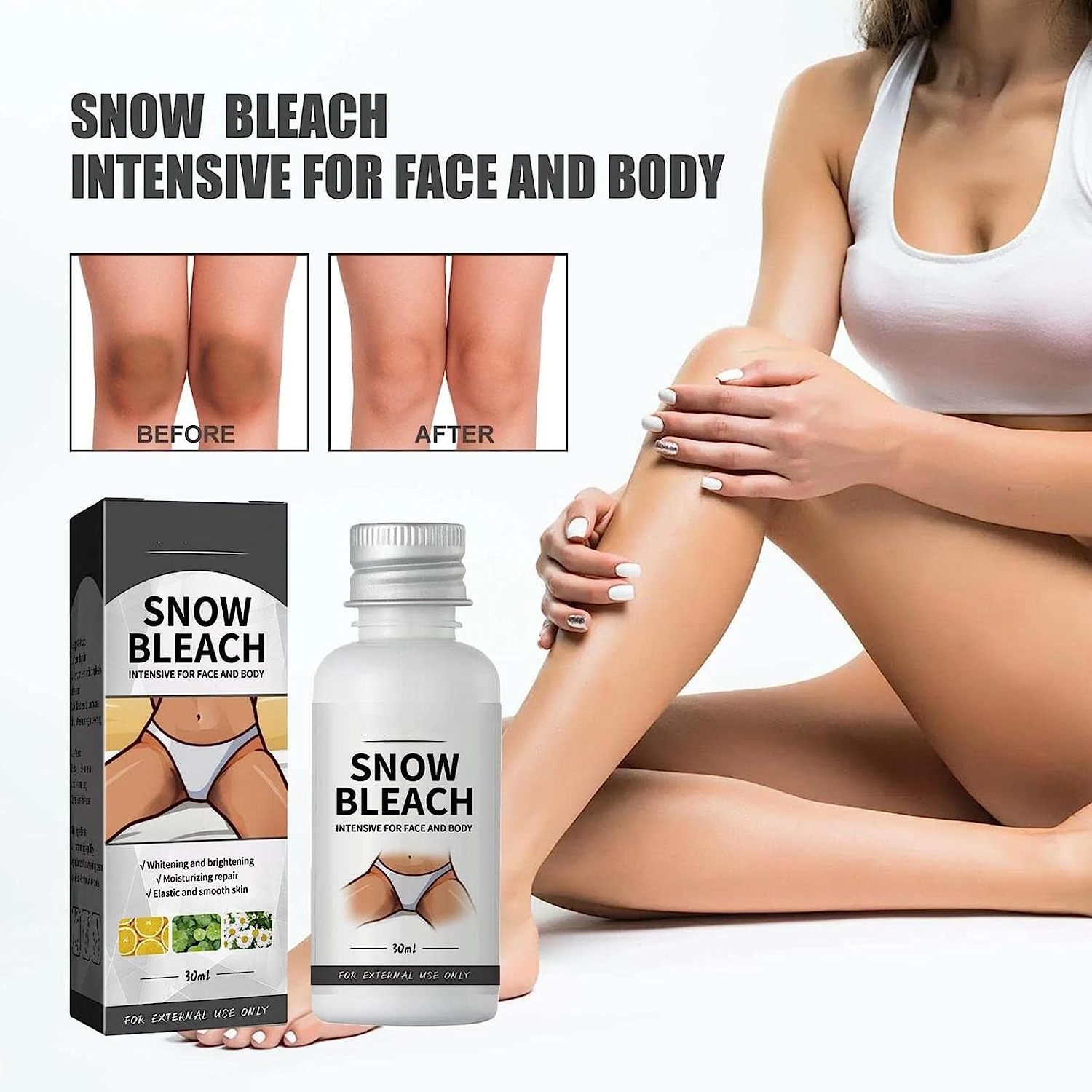 Face and Body Whitening Snow Bleach Cream for Private Part, Underarm, Knees, Elbows, Dark Skin White Bleaching Cream