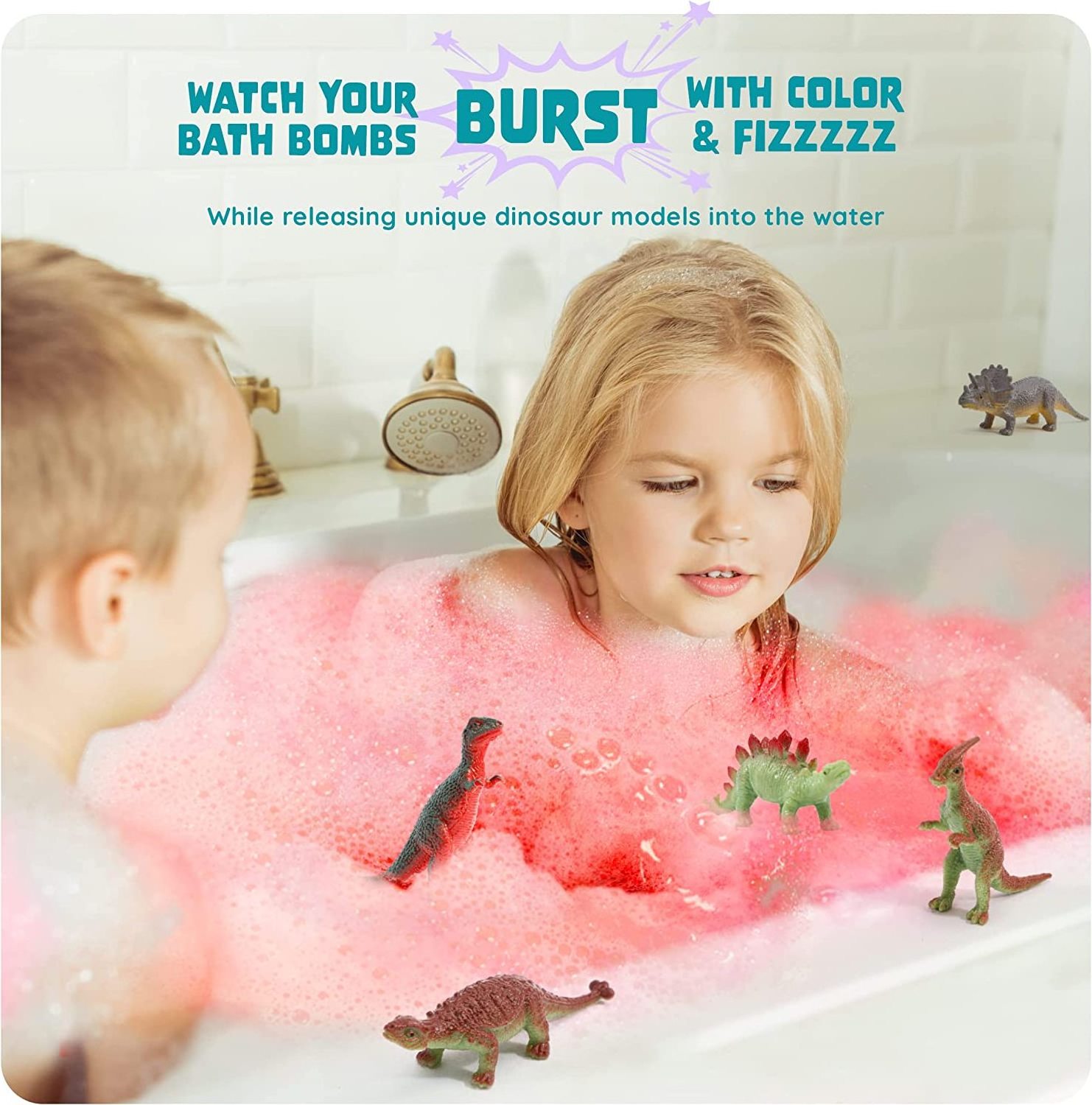 Dino Egg Bath Bombs for Kids with Surprise Dinosaur Toys Inside Fizzy Gift Set