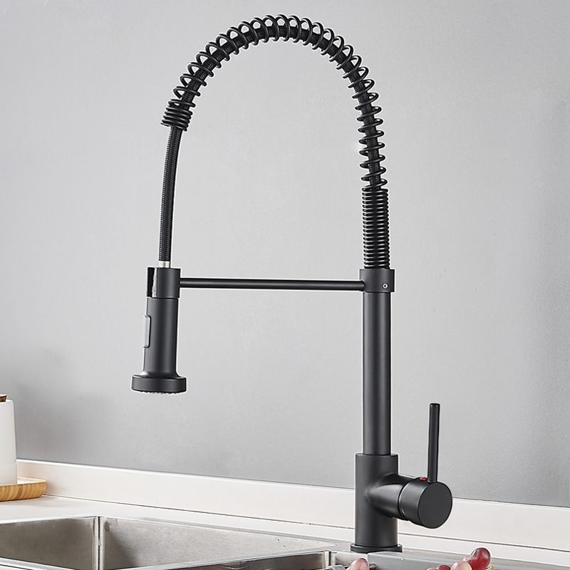 Contemporary Kitchen Faucet Tap with 2 Modes Pull-down Sprayer Kitchen Mixer Graphic Design OEM Stainless Steel Modern Ceramic