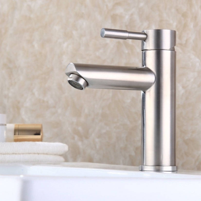 Bathroom Faucet Brushed Nickel One-Handle Modern one Hole SUS304 Stainless Steel Bathroom Sink Water Tap Lavatory Faucet