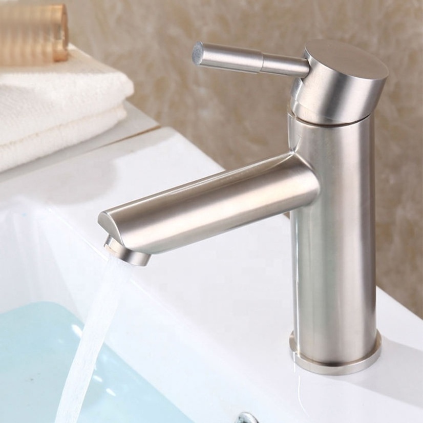 Bathroom Faucet Brushed Nickel One-Handle Modern one Hole SUS304 Stainless Steel Bathroom Sink Water Tap Lavatory Faucet