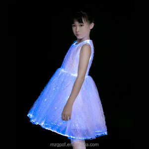 Glow in the dark LED rechargeable Luminous Kids Princess Dresses with LED Lights Illuminated Evening Dress Wedding