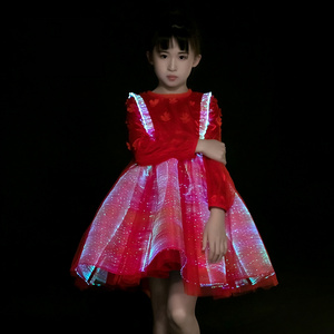 glow in the dark beautiful led light up fiber optical children dress with people's eyes on