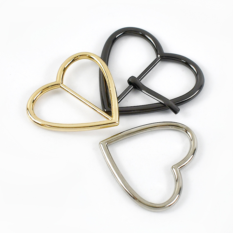 Deepeel BF919 20-40mm Luggage Hardware Accessories Bag Strap Pin Buckle Decoration Heart-Shaped Alloy Tri-Glide Buckles