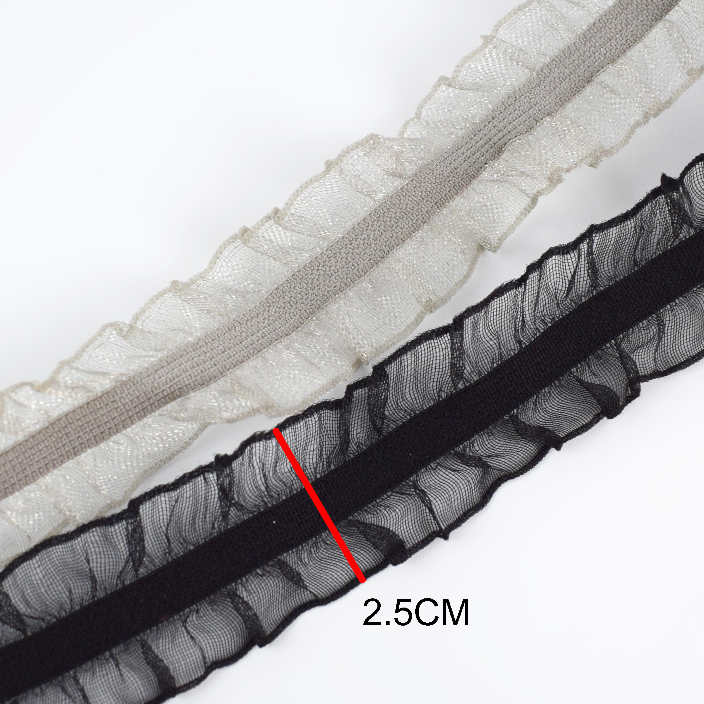 Deepeel EB110 2.5cm Clothing Sewing Accessories Pleated Trims Lace Fabrics Shoulder Strap Stretch Ribbons Organza Elastic Band