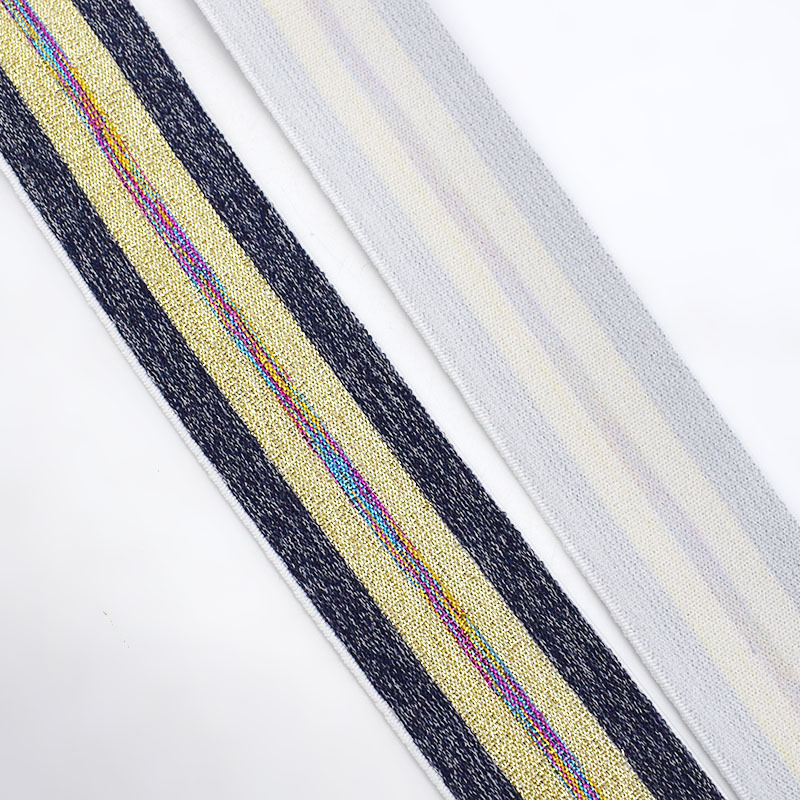 Deepeel EB143 4cm DIY Sewing Accessories Trousers Glitter Rubber Ribbon Stripe Elastic Bands